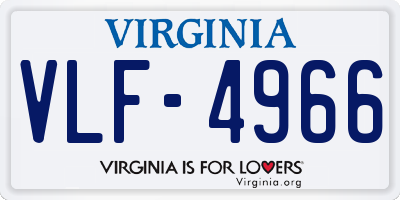VA license plate VLF4966