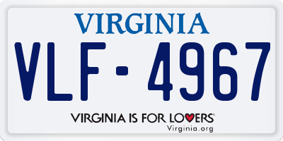 VA license plate VLF4967
