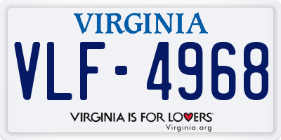 VA license plate VLF4968