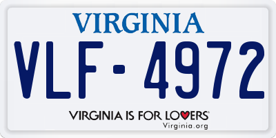 VA license plate VLF4972