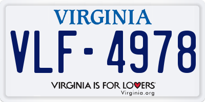 VA license plate VLF4978