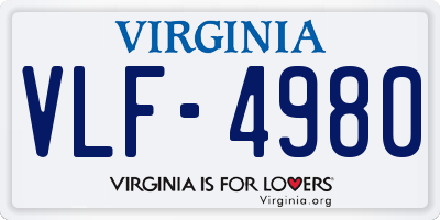 VA license plate VLF4980