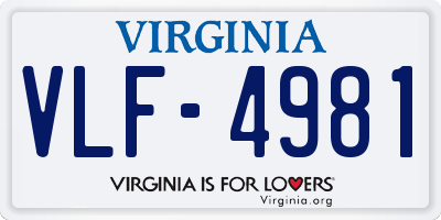 VA license plate VLF4981