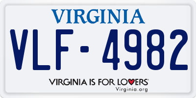 VA license plate VLF4982