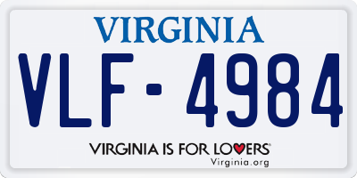 VA license plate VLF4984