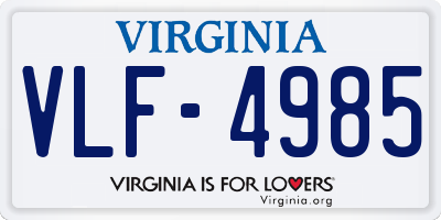 VA license plate VLF4985