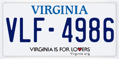 VA license plate VLF4986