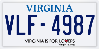 VA license plate VLF4987