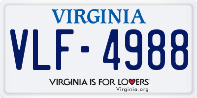 VA license plate VLF4988