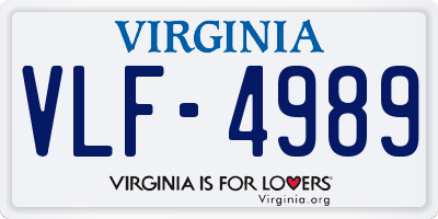 VA license plate VLF4989
