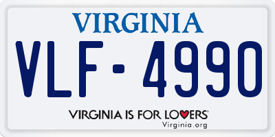 VA license plate VLF4990