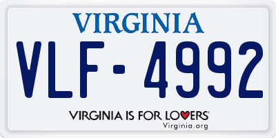 VA license plate VLF4992
