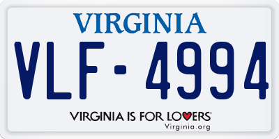 VA license plate VLF4994