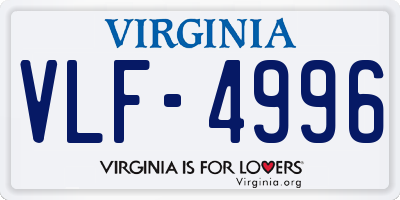 VA license plate VLF4996