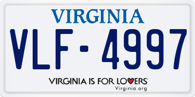 VA license plate VLF4997