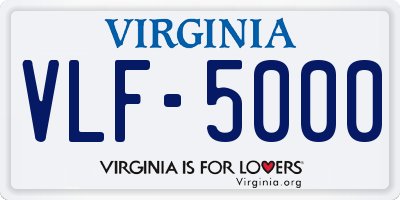 VA license plate VLF5000