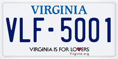 VA license plate VLF5001