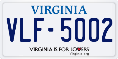 VA license plate VLF5002