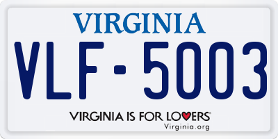 VA license plate VLF5003