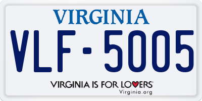 VA license plate VLF5005