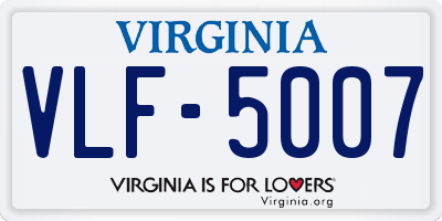 VA license plate VLF5007