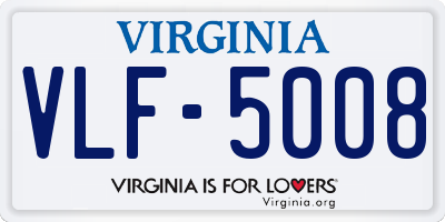 VA license plate VLF5008