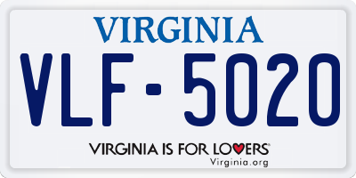 VA license plate VLF5020