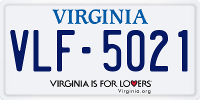VA license plate VLF5021