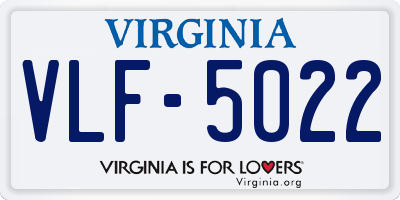VA license plate VLF5022