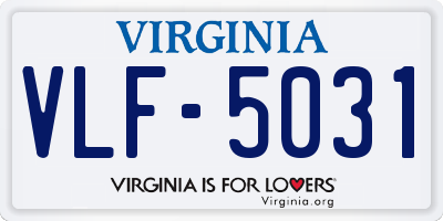 VA license plate VLF5031