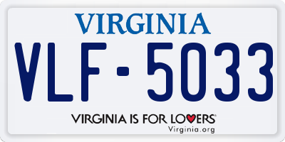 VA license plate VLF5033