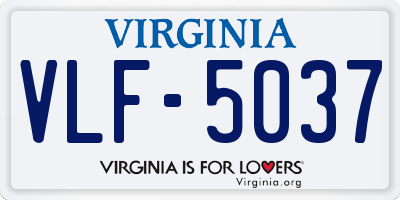 VA license plate VLF5037