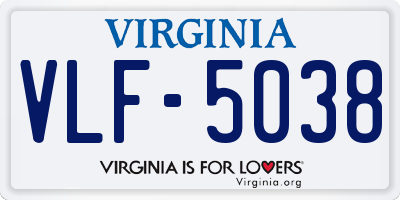VA license plate VLF5038