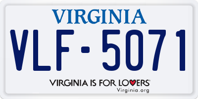 VA license plate VLF5071