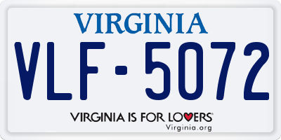 VA license plate VLF5072