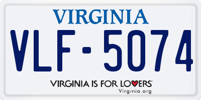 VA license plate VLF5074