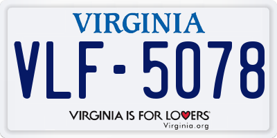 VA license plate VLF5078
