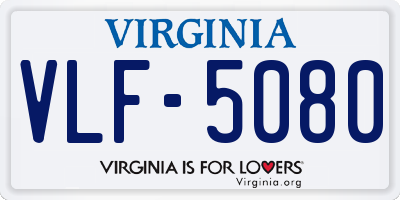 VA license plate VLF5080