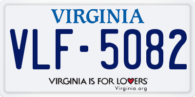 VA license plate VLF5082
