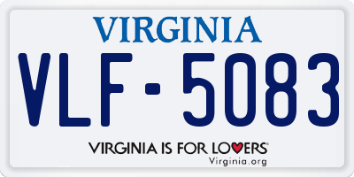 VA license plate VLF5083
