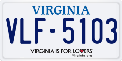 VA license plate VLF5103