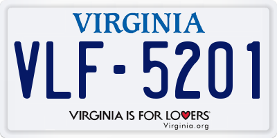 VA license plate VLF5201