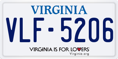 VA license plate VLF5206