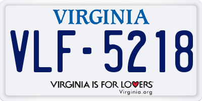 VA license plate VLF5218