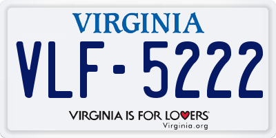 VA license plate VLF5222