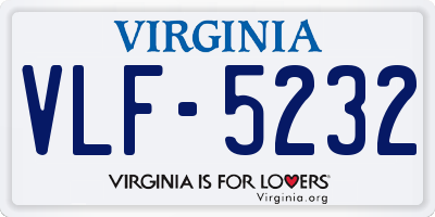 VA license plate VLF5232
