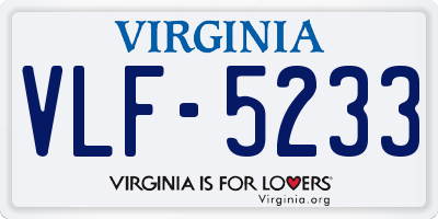 VA license plate VLF5233