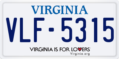 VA license plate VLF5315