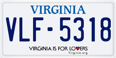 VA license plate VLF5318
