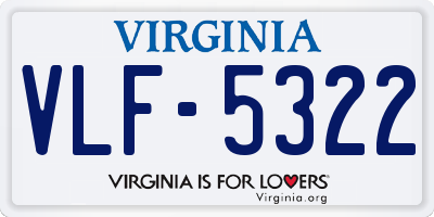 VA license plate VLF5322
